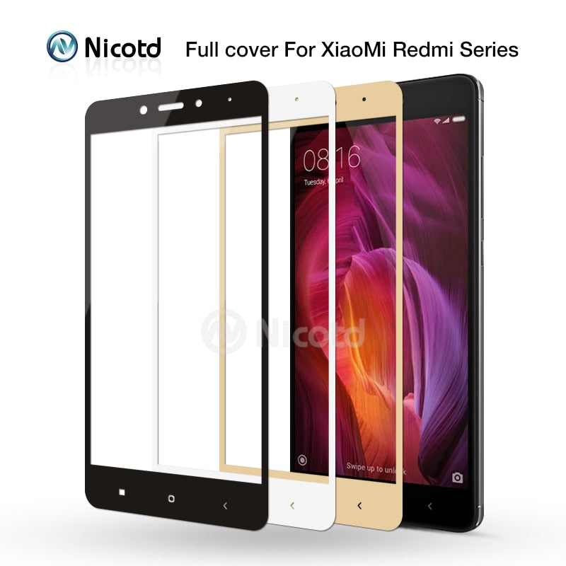 Full Cover Tempered Glass For Xiaomi Redmi 4X 4A 3s For Redmi Note 5A prime 5plus 3X Note 4 3 4X Screen Protector Toughened Film