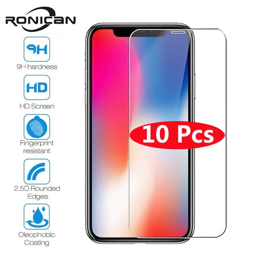 10Pcs Tempered Glass For iPhone X XS MAX XR 4 4s 5 5s SE 5c Screen Protective Film For iPhone 6 6s 7 8 Plus X Glass Protector